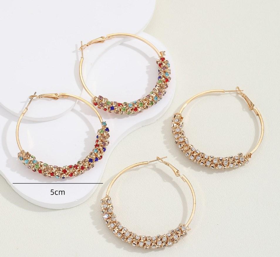 Популярные цветные серьги-кольца - винтажный дизайн со стразами в стиле бохо-шик для повседневной носки, ювелирные украшения для вечеринок