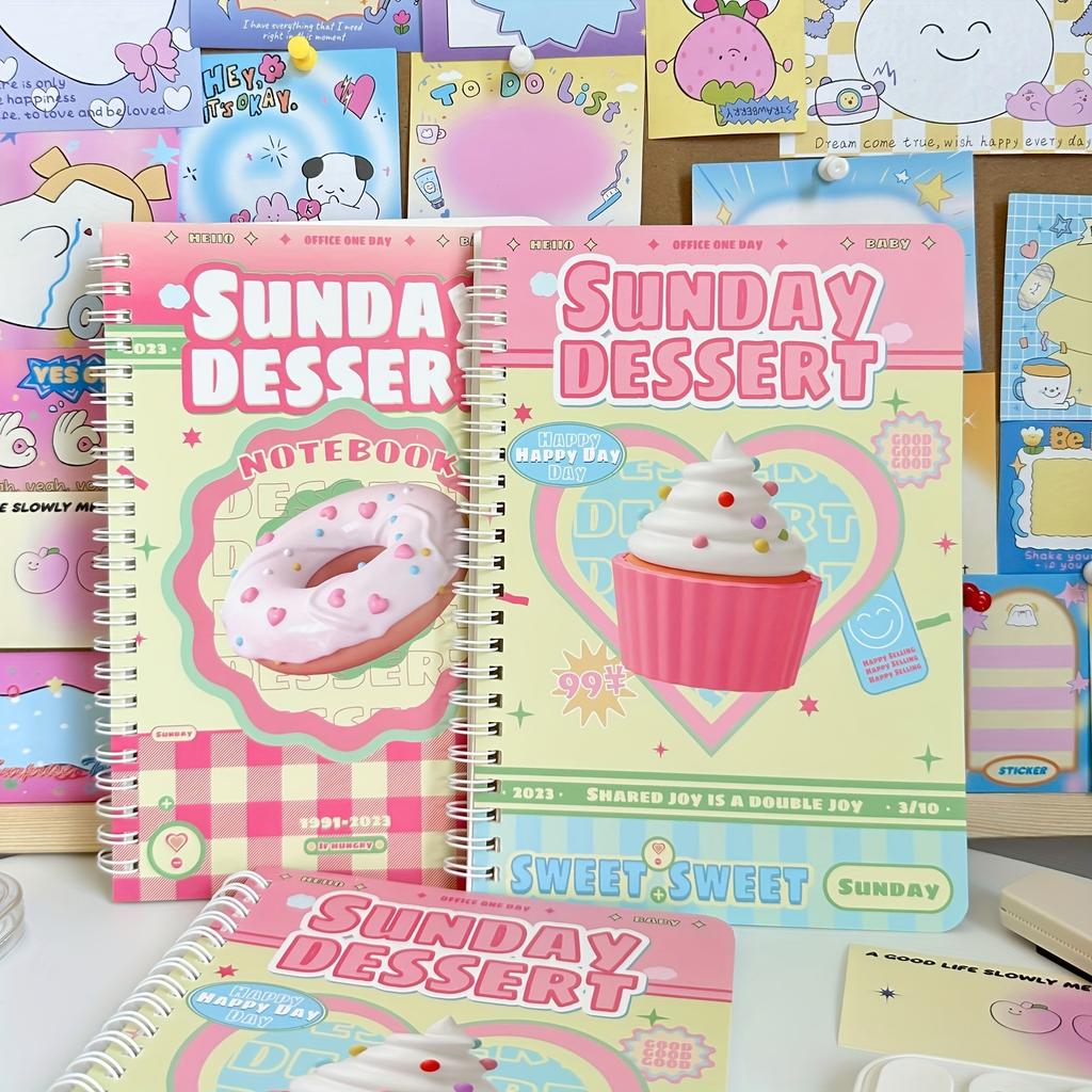 Girl Heart Horizontal Line A5 Notebook 2PCS Retro Coil Student Classroom INS Style