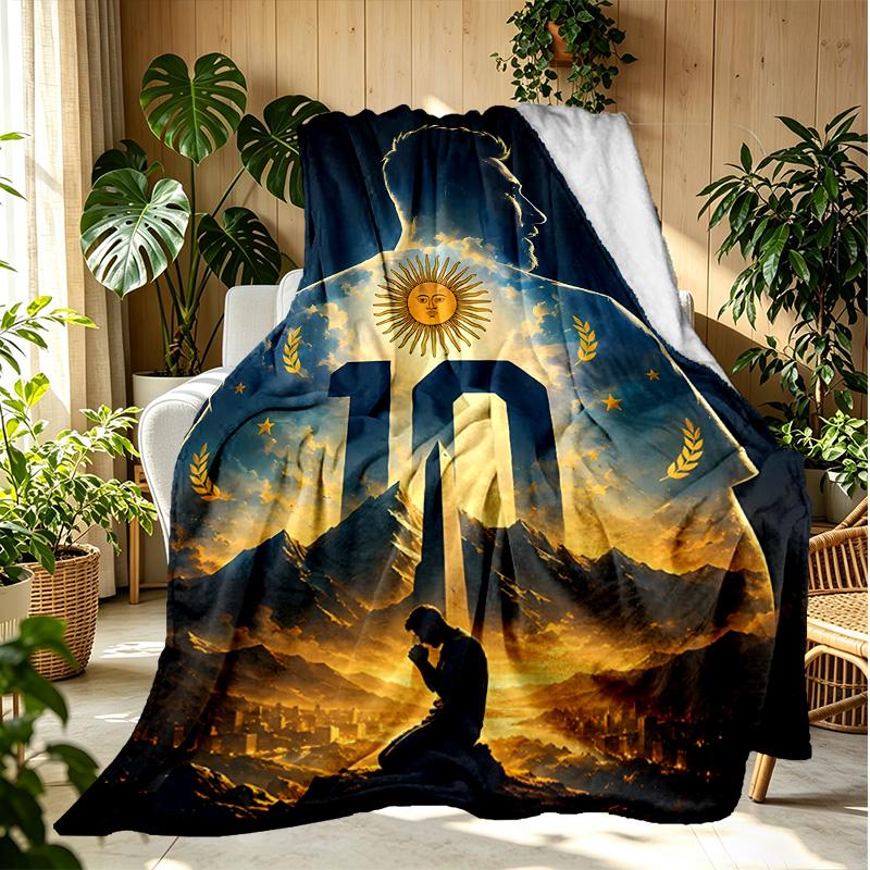 Lionel Messi Pattern Blanket for Home Decoration, Bed, Sofa, Car Travel, Camping, Suitable for All Seasons, Birthday Christmas Gift