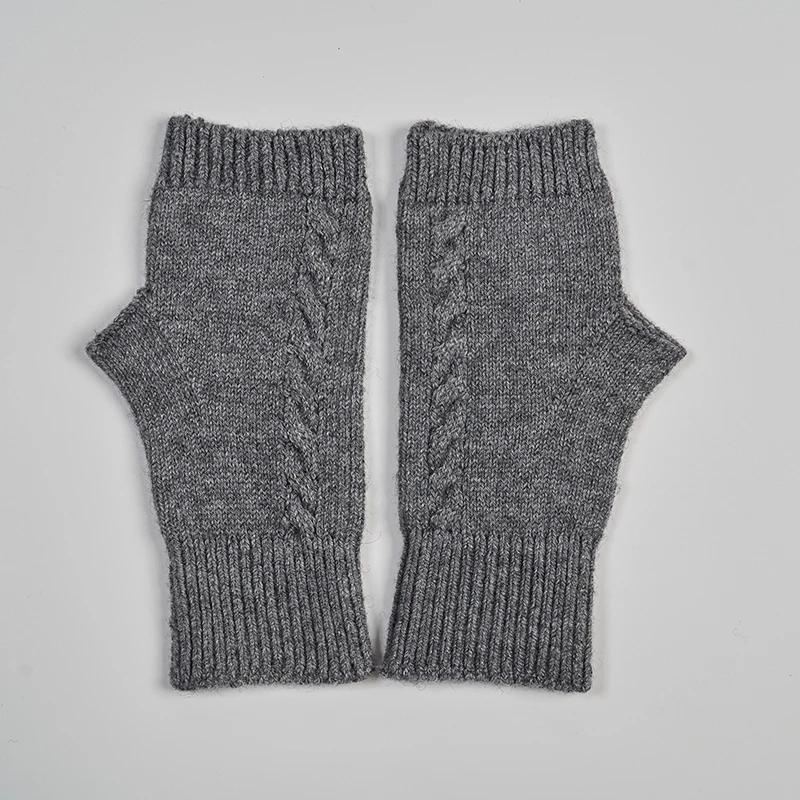 Женские зимние вязаные митенки кашемировые короткие без пальцев на запястье с перекрутом согревающие руки эластичные варежки для девочек