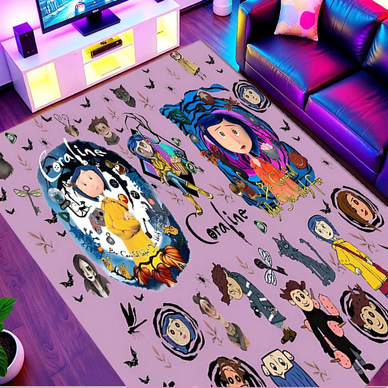 Coraline Print Rug, Washable Floor Carpet, For Entryway Dorm Laundry Room Office Study, Home Decor Birthday Christmas Gift