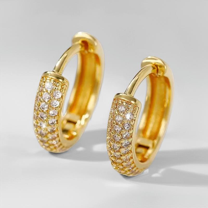 4Pcs/Set Luxury Metal Circle Inlaid Zircon Hoop Earrings for Women Fashion Gold Color Ear Buckle Earring Set Party Jewelry Gifts