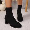 Women Boots 2025 Winter New Fashion Pointed Soft Knitted Shoes for Women Casual Comfortable High Heels Boots for Women