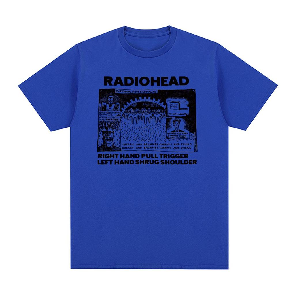 Radiohead Винтажная футболка Хип-хоп Рок-группа Унисекс Музыка милый мультяшный Ok Computer Хлопок Унисекс Футболка Новая Футболка Женские Топы