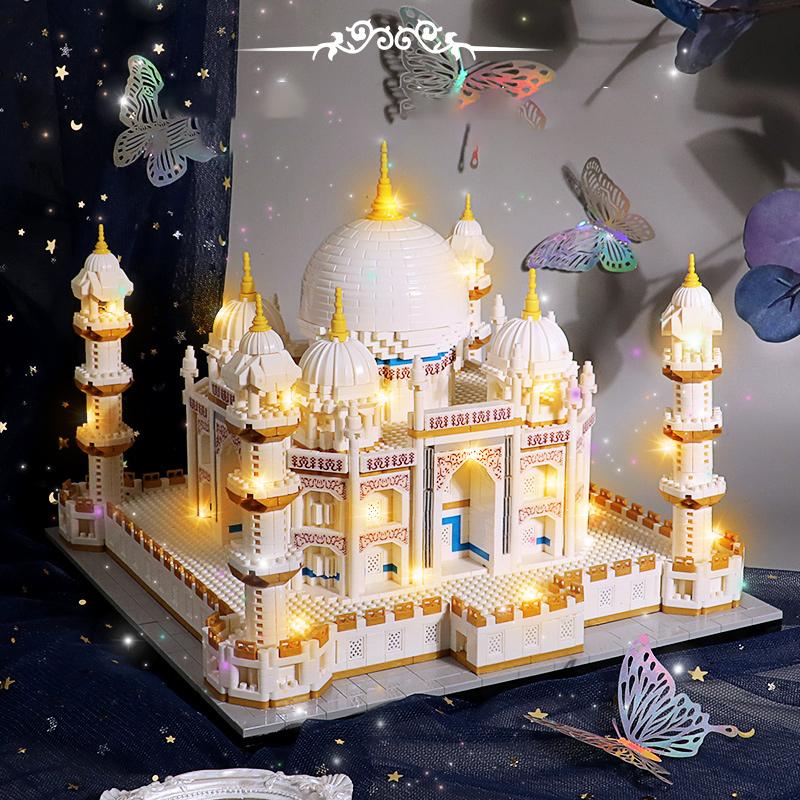 Креативные строительные блоки Тадж-Махал Знаменитое здание Новые семь чудес света MOC украшенный нано-кирпич игрушка в подарок
