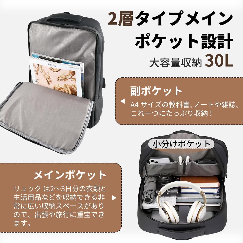 Business Large Waterproof Large Ultra Lightweight Business PC USB Charging Stain Waterproof High School Commuting Business Trip Travel Unisex