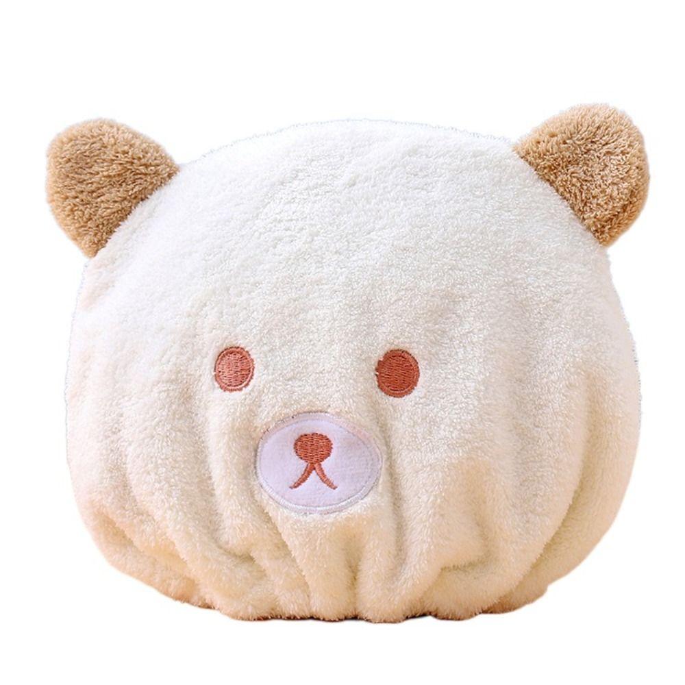 Шапочка для душа Шапочка для быстрого высушивания волос Мультяшное полотенце для волос с милым медвежонком Прекрасная шапочка-полотенце для сушки волос