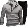 Spring Autumn Men's Sweatshirt Suit Letter Printed Zipper Pockets Hoodie+Drawstring Sweatpants Fashion Oversize Male 2Pcs Set