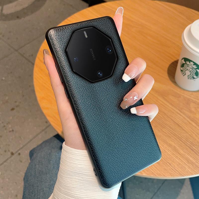 Применимо к чехлу для мобильного телефона Huawei mate70rs extraordinary master простой кожаный Mate60rs с рисунком личи mate70rs натуральная кожа