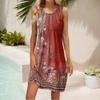 Women's Summer Casual U Neck Printed Sleeveless Dresses
