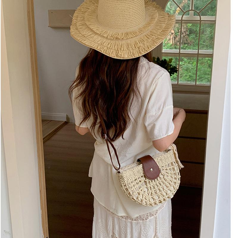 Летние ротанговые сумки женские седло соломенная сумка через плечо ручной работы плетеная сумка кроссбоди дамские сумочки богемный дорожный клатч пляжная сумка