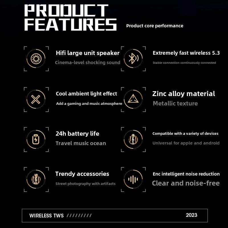 New Star Ring Metal Aluminum Alloy Radio Gaming Bluetooth Headset Noise-cancelling In-ear Rotation