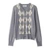 European and American style, new women's clothing, fashionable, versatile, cross-border French casual rhombus knitted sweater