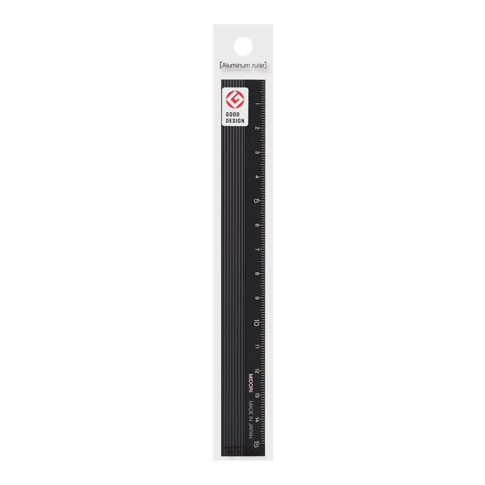 DESIGNPHIL Midori Aluminum Ruler <15cm> Black 42256006 - Durable, Lightweight, Precision Stationery