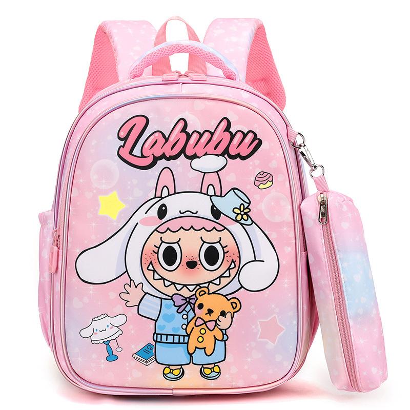 The New LABUBU Children's Schoolbag Cute Cartoon Pencil Case Backpack Boys and Girls Primary School Students First and Second Grade Backpack