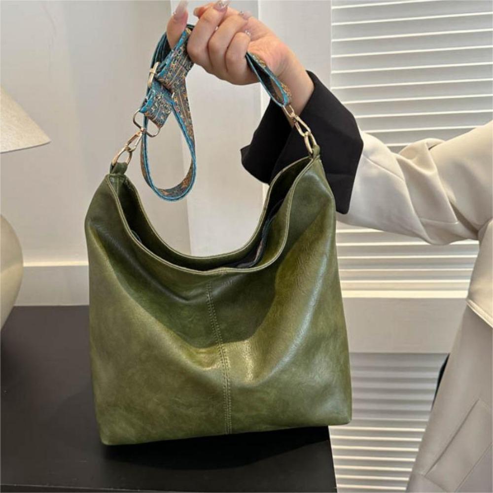 Bohemian Style Large Capacity Ladies Shoulder Bag, Vintage Wide Strap Crossbody Bag, Casual Commuter Bag