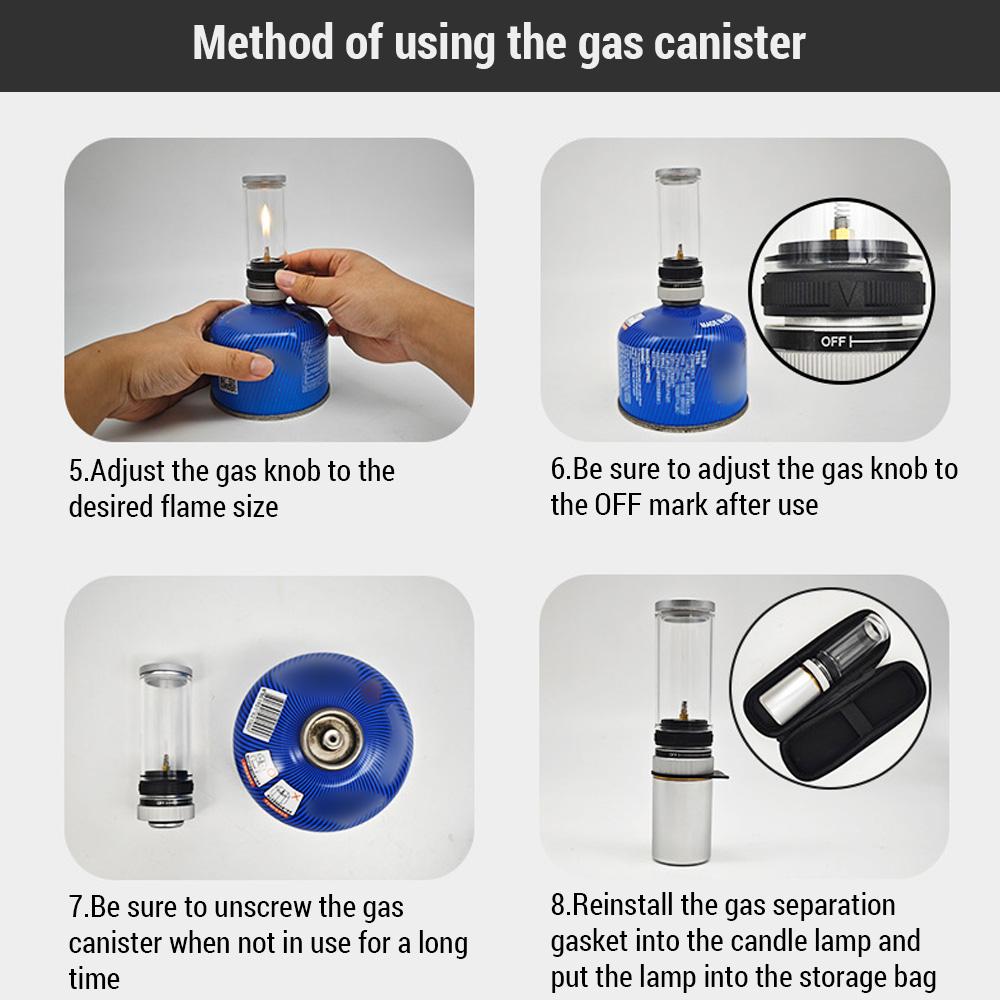 Портативный газовый фонарь для кемпинга, уличная свеча, лампа с сумкой для хранения для кемпинга, пешего туризма, путешествий