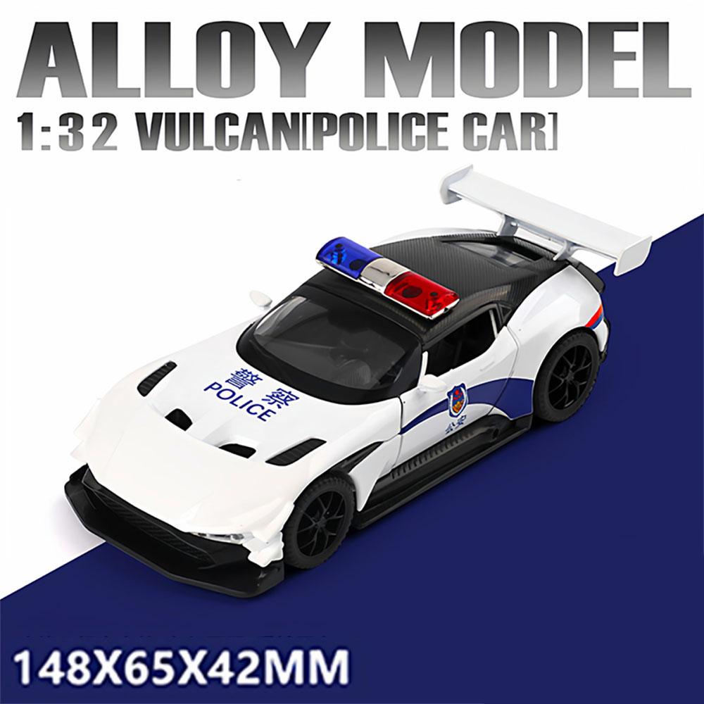 1:32 Scale Vulcan Safety Car DB12 Model Toy Metal Body Rubber Tires Sports Cars Models Sound Light Pull Back Toys Gift for Child
