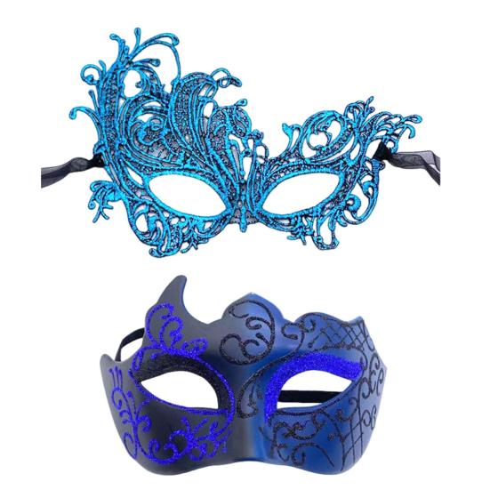 2 Pcs Couple Masquerade Masque Set for Men And Women