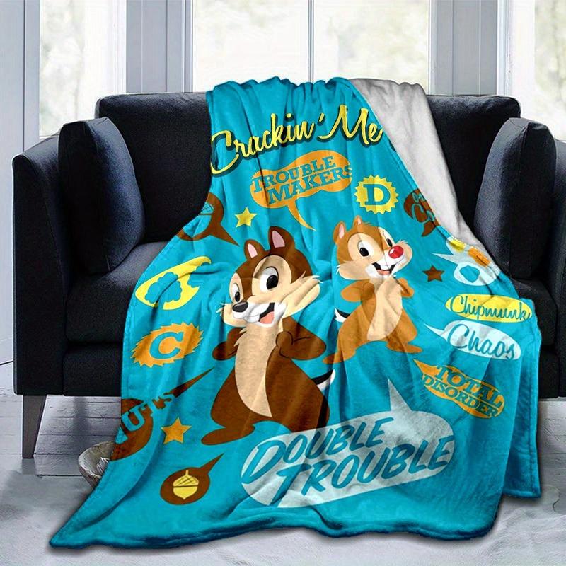 1 шт., «Рассмешил до слез: Плед Chip 'n' Dale 'Нарушители спокойствия' Идеально подходит для домашнего декора, чехла на диван, путешествий, кемпинга, автомобиля, пляжа, офиса