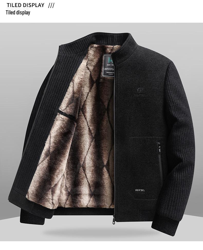 Мужское шерстяное пальто с флисовой подкладкой Woodpecker - Отложной воротник