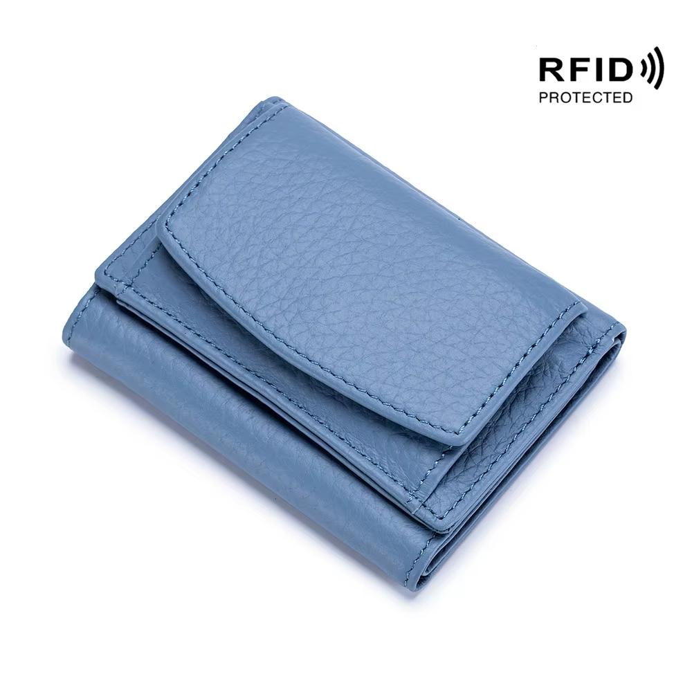 RFID Женские Кошельки из Натуральной Кожи Маленькие Женские Портативные Сумки из Коровьей Кожи Держатель для Карт Женский Сумка для Денег с Отделением для Монет