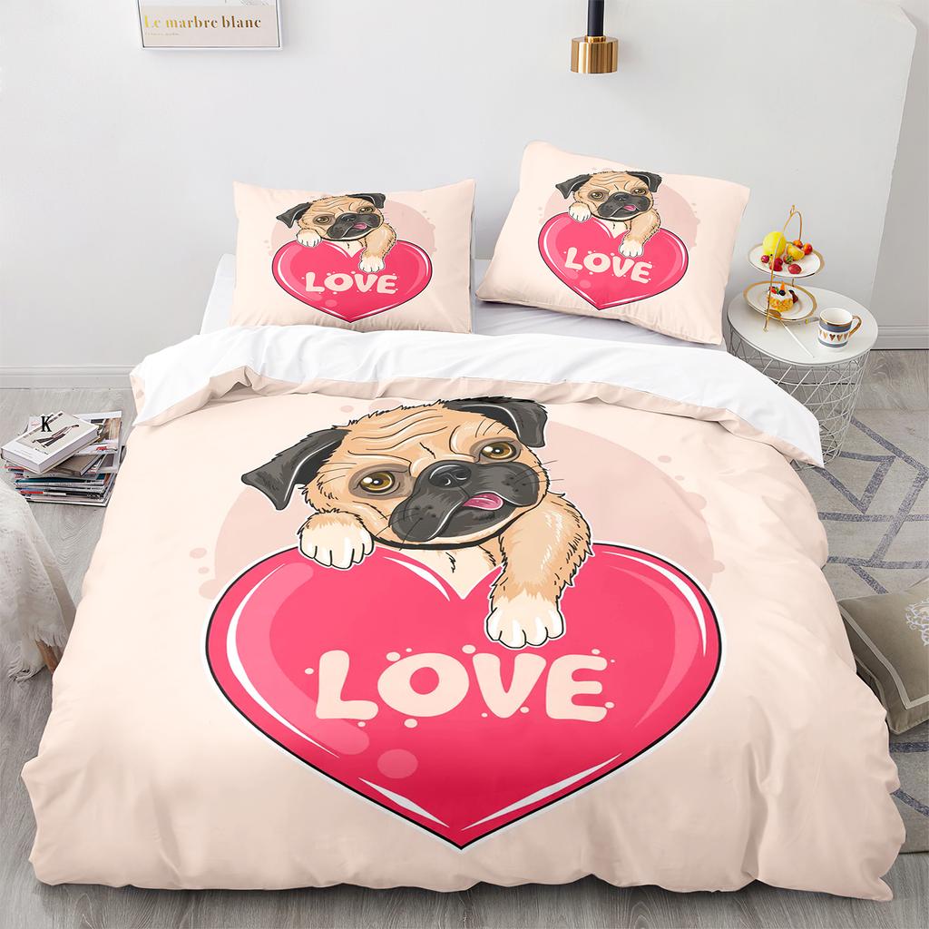 Pug Dog Duvet Cover King Queen Size Funny Pet Puppy Bedding Set For Kids Teens Adults Animal Cute Expression 2/3pcs Quilt Cover