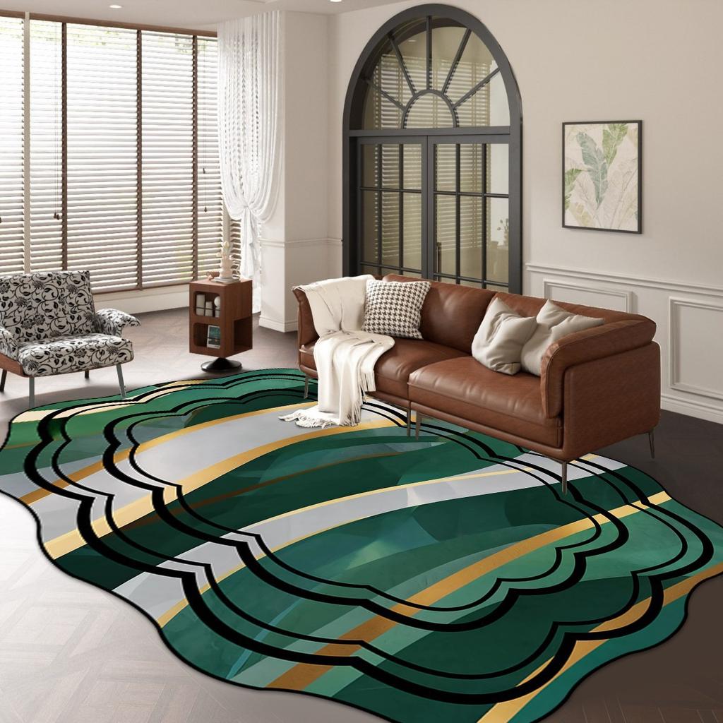 Irregular Living Room Carpet Marble Floor Mat Easy To Maintain Bedroom Bedside Carpet