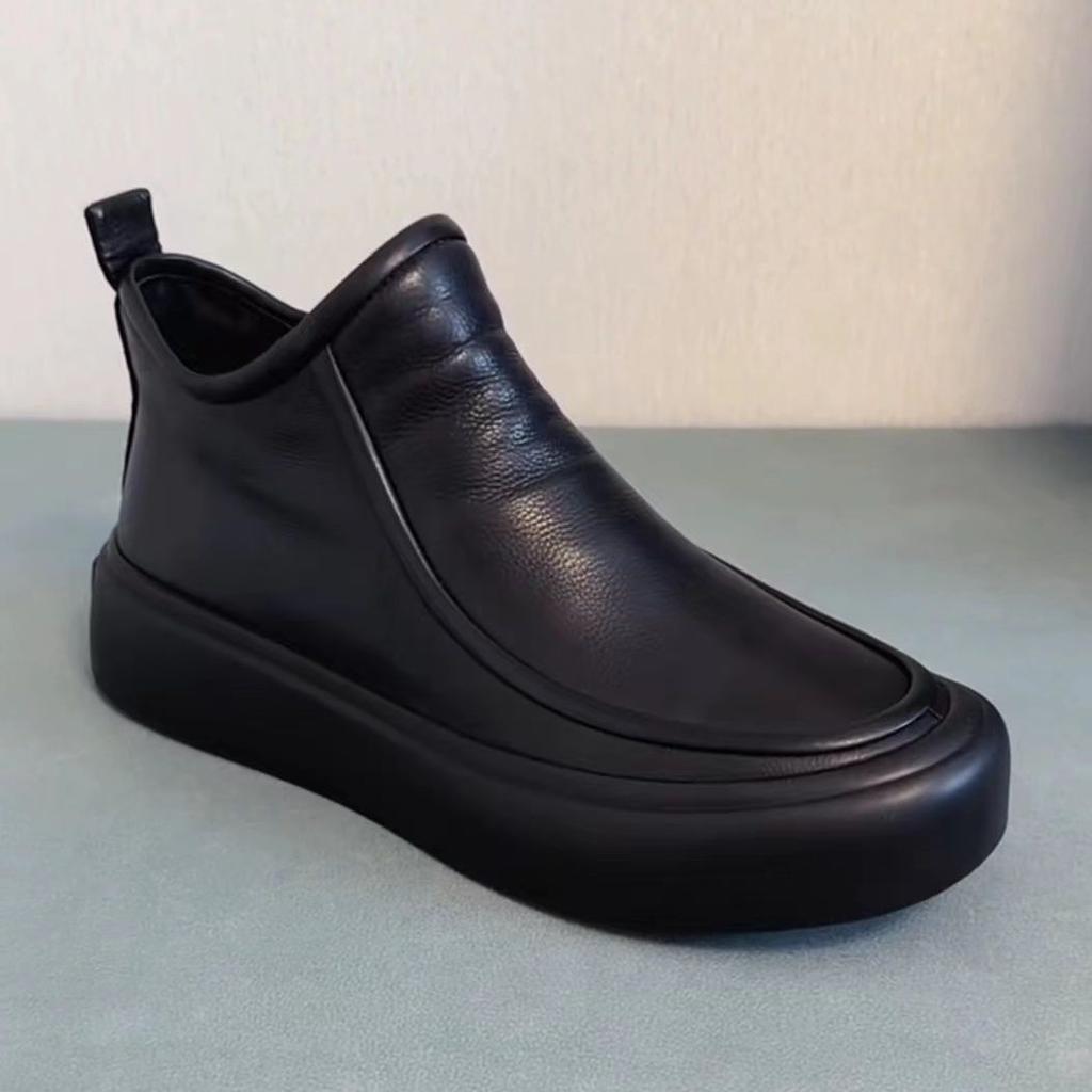 Мужская обувь 2025 года, новые кожаные туфли, короткие, средние, на молнии, повседневные, внутренняя высота увеличивается, новый китайский стиль, подлинный, простой и удобный тренд