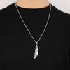 2025 Retro Feather Pendant Necklace - Personalized, Trendy European & American Style, Simple Long Stainless Steel Jewelry