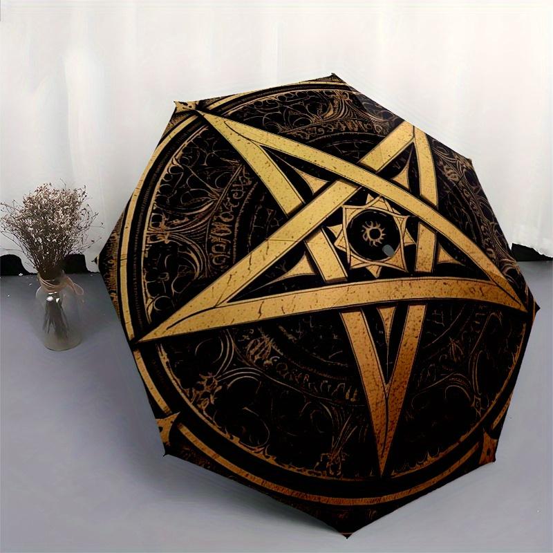Golden Pentagram Wall Decor: Mystic Symbol Art for Your SpaceUmbrella, Portable 3-Fold Umbrella for Men & Women,Christmas Gift ES146