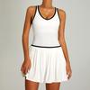 Womens Color-Block Tennis Dress With Built-in Shorts Quick-Dry Running Skirt Gym Fitness Outdoor Sports