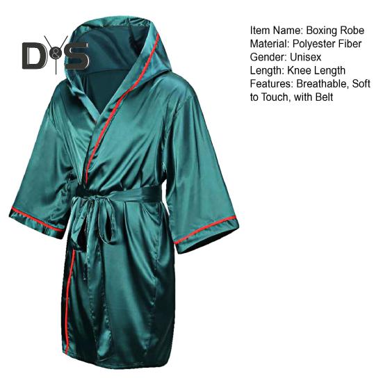 Взрослый боксерский халат с капюшоном, дышащий, длиной до колена, для мужчин и женщин, боксерский костюм для борьбы, борьбы и боевых искусств, косплей с поясом