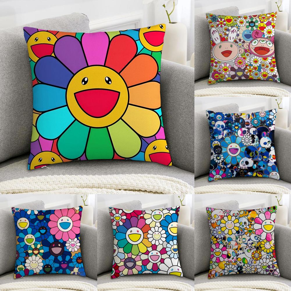 Brand TTakashi MMurakami Cushion Cover Plush Fabric Soft DoubleSided Printed Sofa Warm Winter Home Child Gift Pillow Case