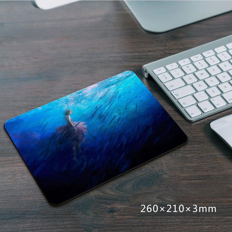 210*260*3mm Mouse Pad Non-Slip Office Tables Desk Mat Oil Painting Style Mouse Carpet Rubber Base Desktop Pad
