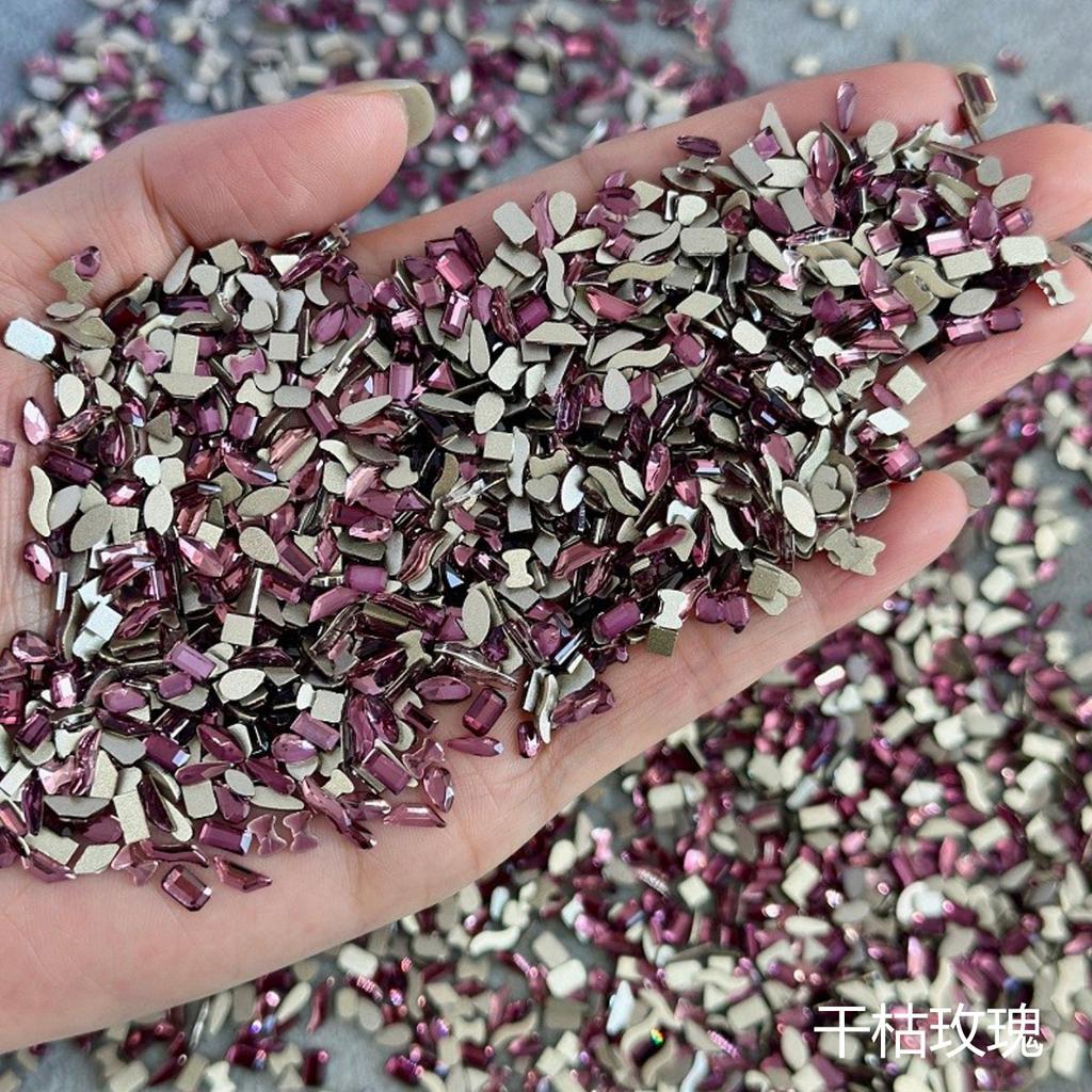 Yiwu Nail Art Diamond Mixed Mini Small Nail Art Flat Bottom Special-Shaped Diamond Mixed K9 Champagne Nail Art Jewelry