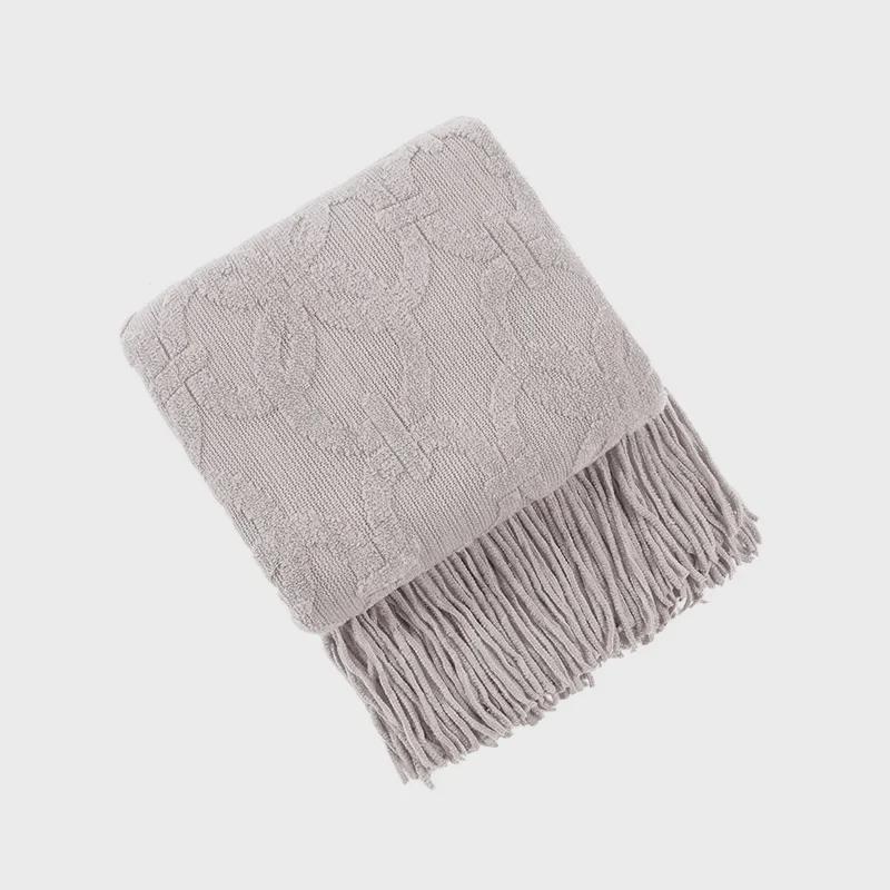 Вязаный жаккардовый плед в американском стиле для дивана, офиса, сна или путешествий