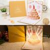 Led 3D Popup Greeting Card Hollow Paper Carving Birthday Cake Postcards Birthday Party Supplies