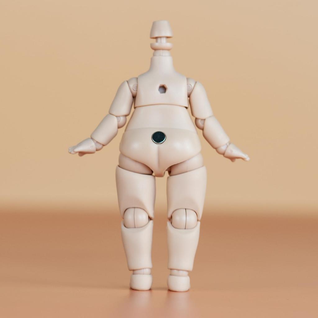 YMY 9.8cm Pear-Shaped Doll Body with YMY 1/12 Scale Cute Fat Action Figure, Light Tan, Suitable for New Year's Gifts, with 1/8 BJD and GSC Doll Heads