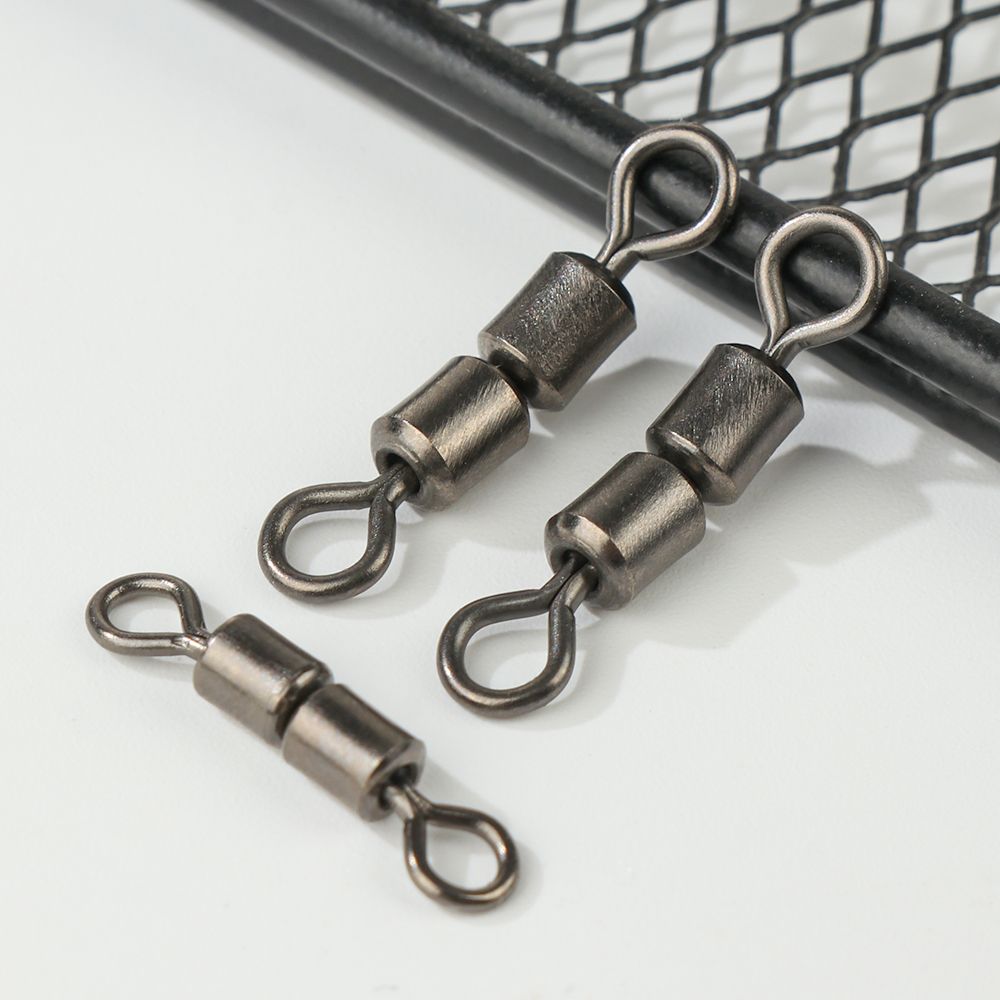 4# 6# 8# 10# Stainless Steel Heavy Duty Ball Bearing Barrel Fishing Swivel Connector Double Rolling