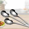 Ложка для супа из нержавеющей стали Прочные нержавеющие десертные столовые ложки Удобная ручка Ложки с круглыми краями для кухни Ресторан Банкет Пикник