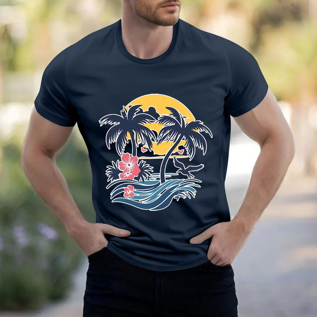 Men's Stand Collar Short Sleeve Shirt Loose Leisure Holiday Shirt Man