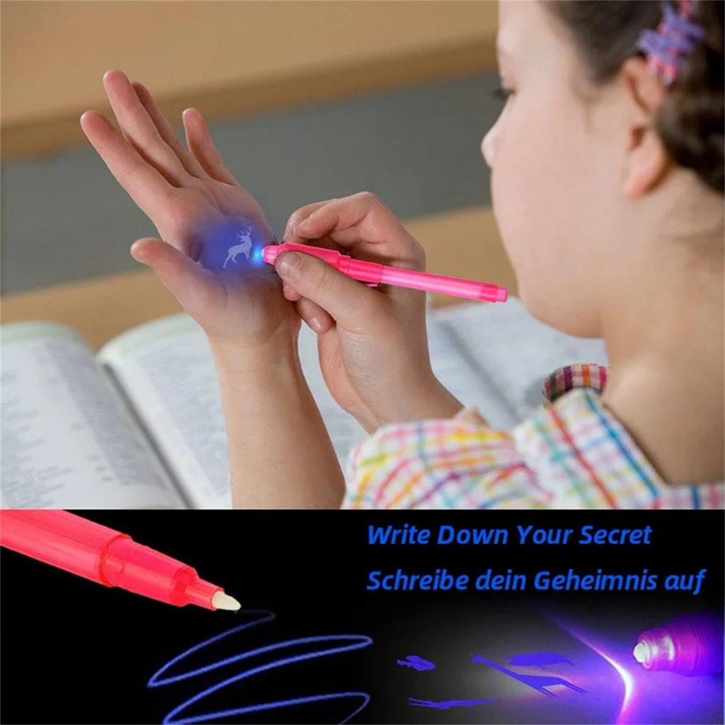 Luminous Light Pen Purple 2 In 1 UV Black Light Combo Drawing Ink Pen Learning Education Toys For Child 1ml