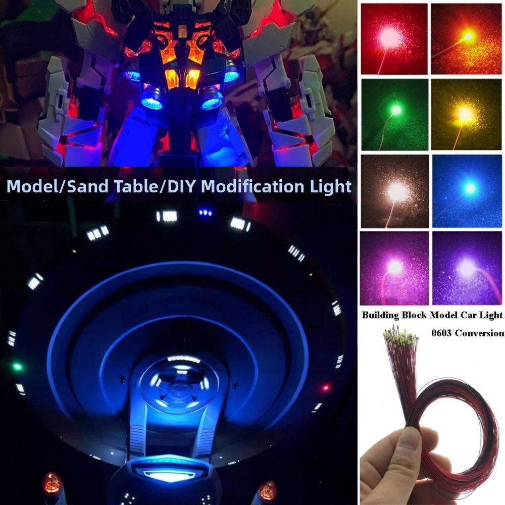 5pcs 0603 Models Car Modification Lights DIY Materials Led SMD Wires Red Black Line  For Model Train