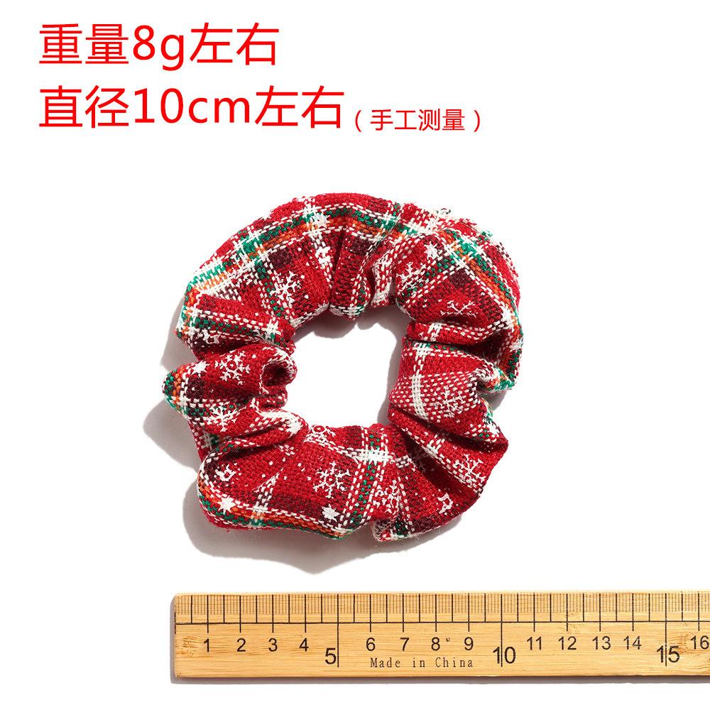Wind Christmas Pig Large Intestine Ring, Christmas Hair Accessories Plaid Hair Band Head Flower Women'S Headdress
