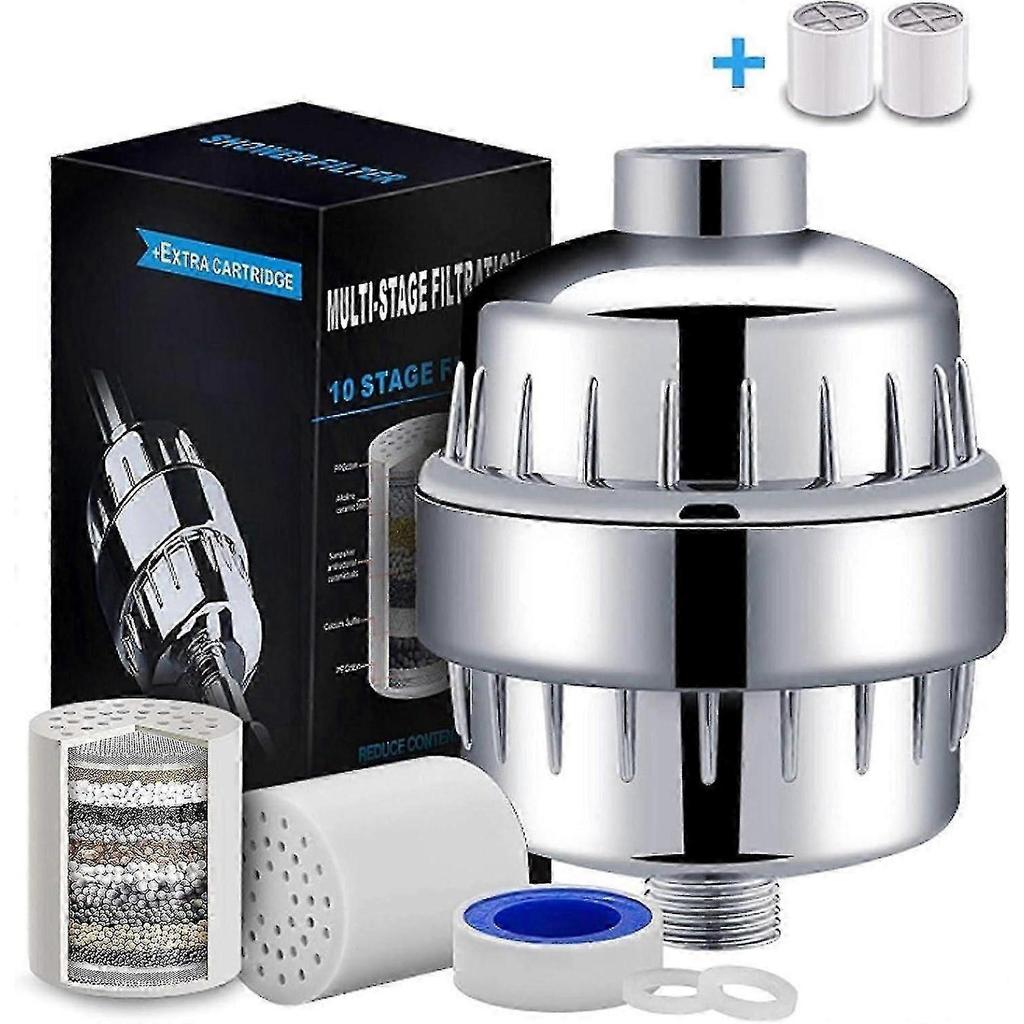 Shower Filter, 10 Stage Universal Shower Filter, Anti Chlorine, Multi Stage Purifier with New Dechlorination Cartridge Remove Chlorine, Heavy Metal a