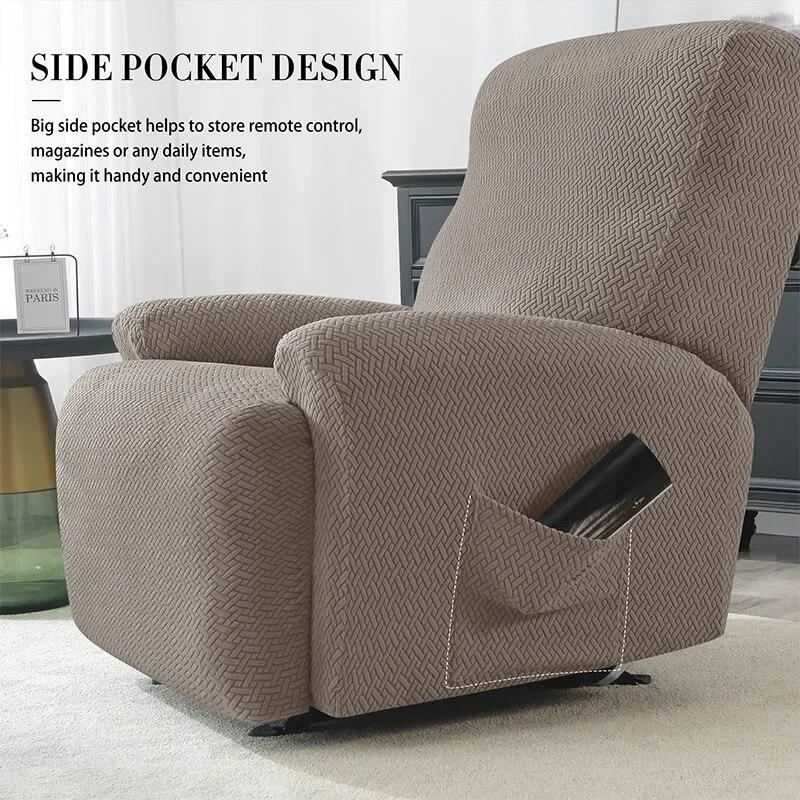 1/2/3 Seater Jacquard Recliner Sofa Cover Stretch Solid Color Armchair Covers Living Room Lazy Boy Couch Slipcovers Funda Sofa