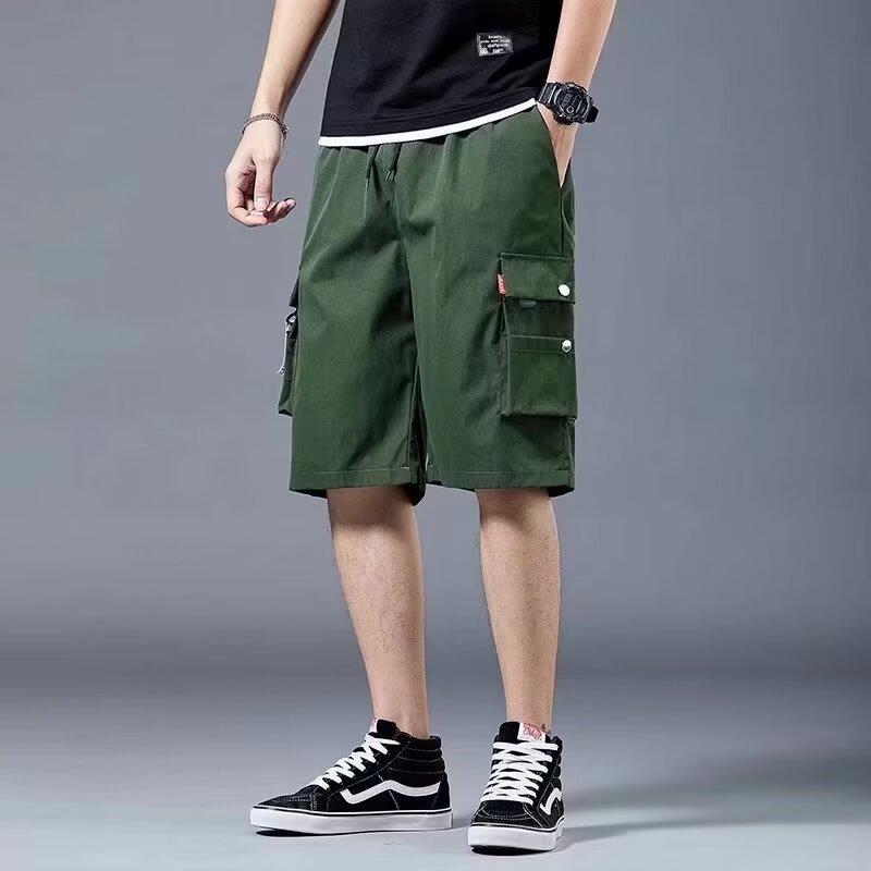 Летние американские черные рабочие шорты мужские повседневные брюки средней длины свободные мужские брюки с застежкой-молнией