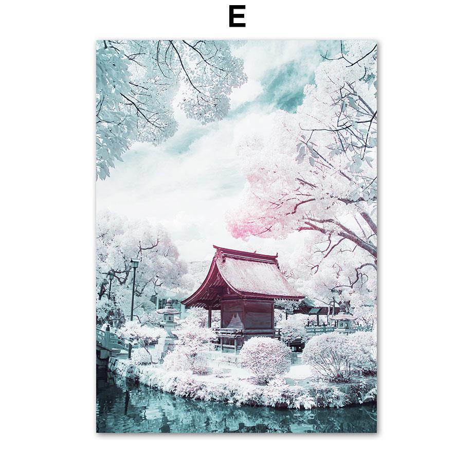 Розовая Сакура, башня Фудзи, бабочка, японская настенная живопись, холст, живопись, постеры и принты, настенные панно для декора гостиной