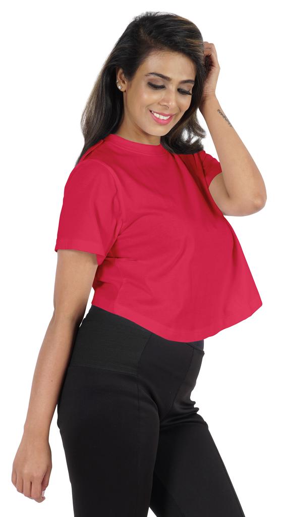 Inkmeso Short Sleeve Casual Cropped Tee For Womens Solid Crew Neck Crop Top